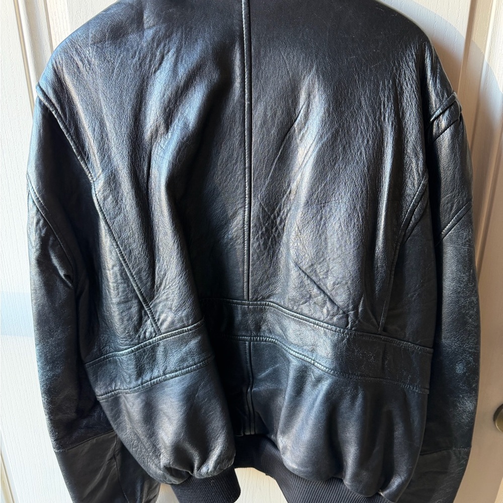 Vintage Black learrher bomber Jacket Superfortress - Picture 4 of 8
